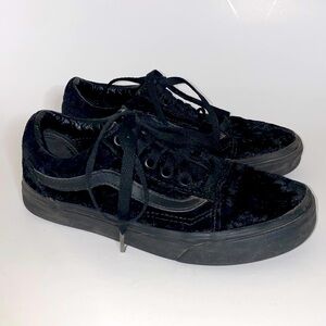 Vans black velvet lace up sneakers